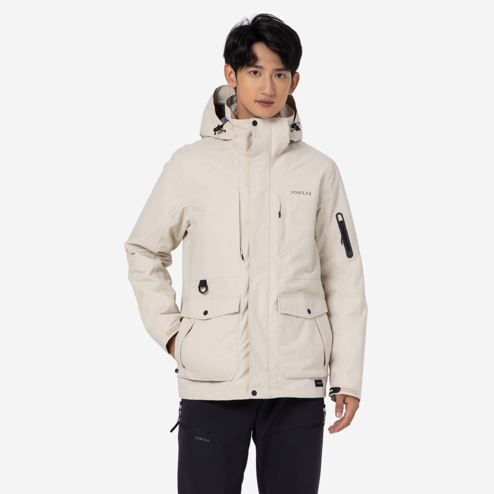 

Мужская трёхслойная водонепроницаемая пуховая куртка для пеших походов Forclaz Travel 500 - бежевый