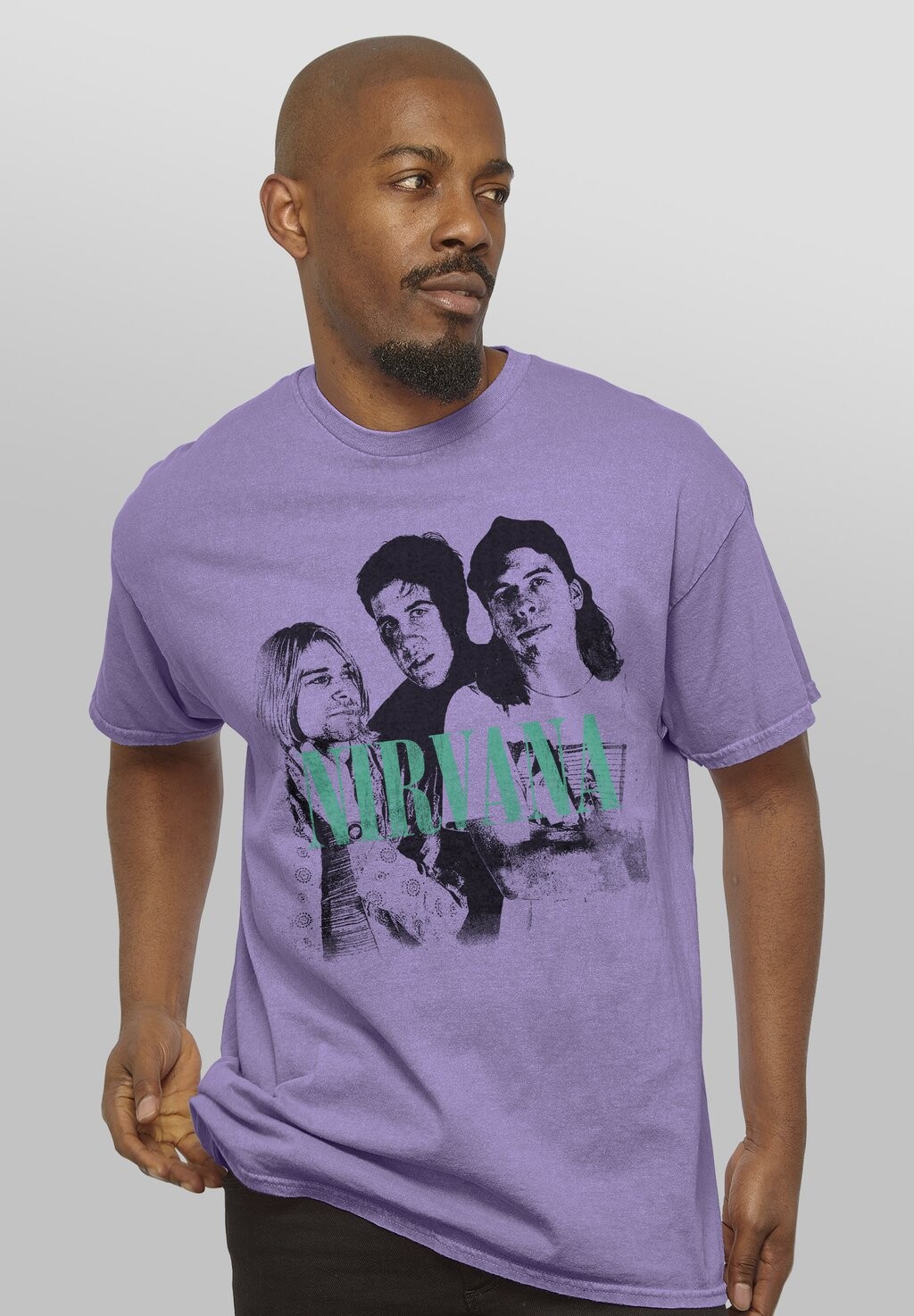 

Футболка с принтом REVIVAL TEES NIRVANA BAND PORTRAIT Henry Tiger, сиреневый