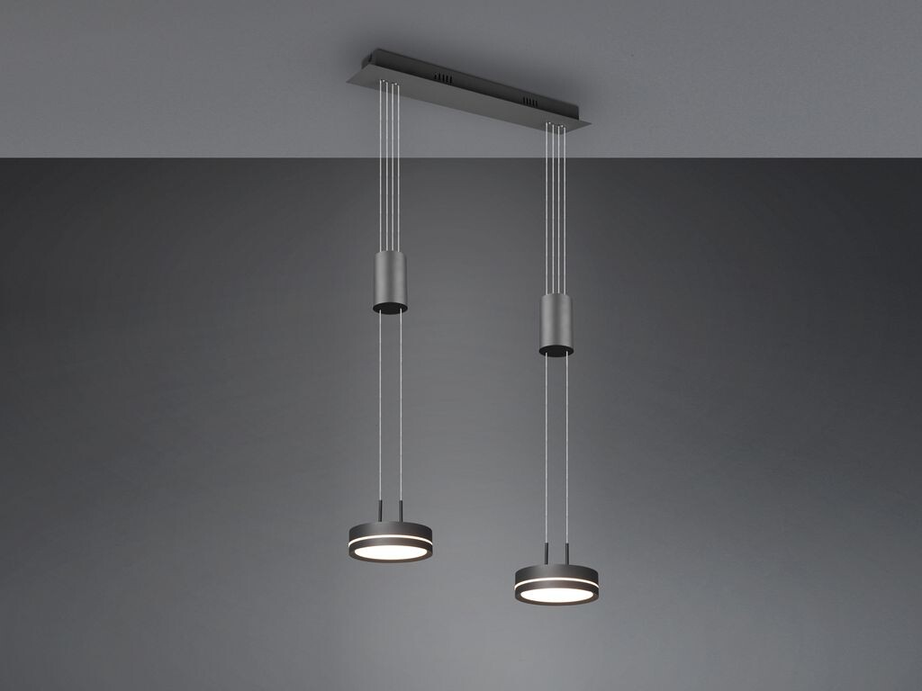

ТРИО Светодиодный подвесной светильник FRANKLIN 2x9Вт 3000К Антр. TRIO