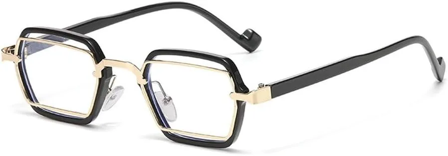 

Ретро маленькие квадратные солнцезащитные очки для женщин, защита от УФ-излучения UV400, модные прозрачные линзы, мужская оправа SKFGNX, Black Golden Clear