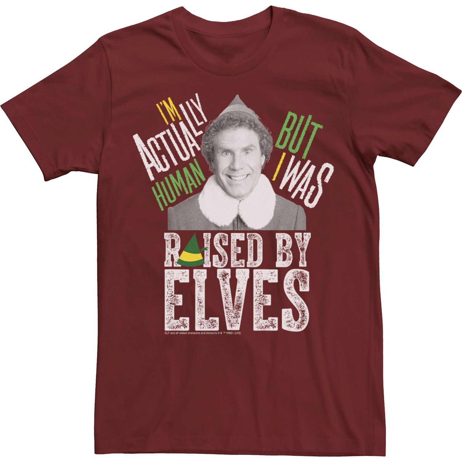 

Мужская футболка Elf Buddy I’m Really Human с надписью и портретом Licensed Character