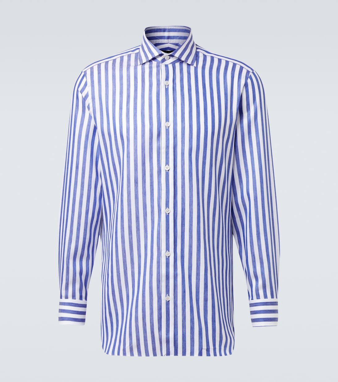 

Рубашка из хлопка и льна в бенгальскую полоску Dunhill, Blue Indigo