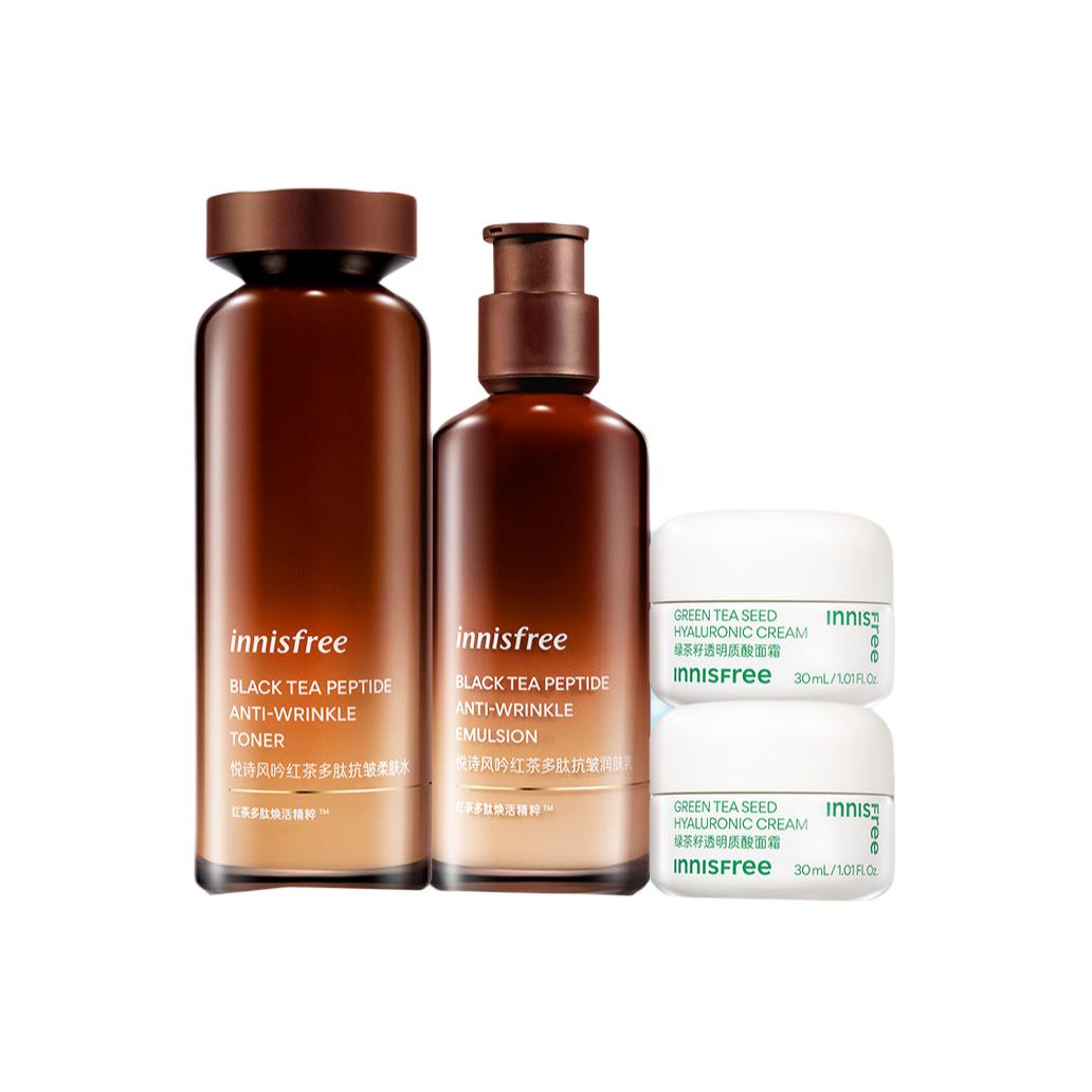 

Innisfree Набор для ухода за кожей yueshifengyin black tea peptide с кремом collagen 50мл + тоник 160мл + эмульсия 100мл