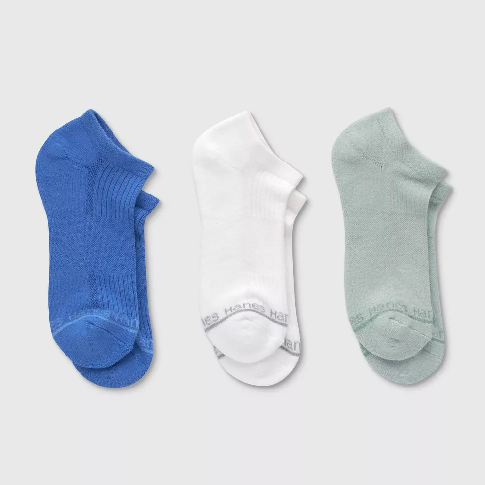 

Женские носки Hanes SuperSoft No Show, 3 пары, цвет Blue/White/Gray