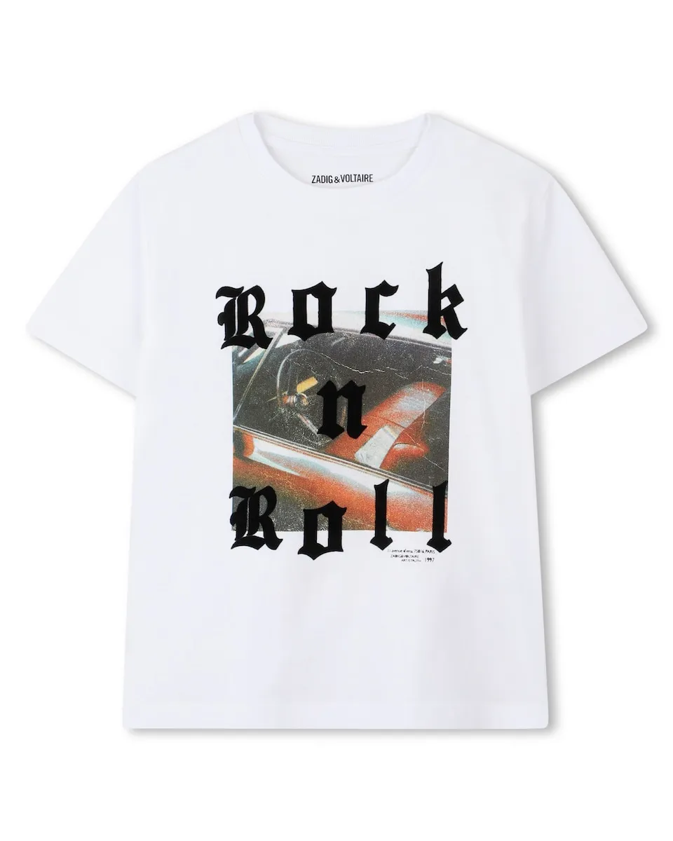 

Детская хлопковая футболка Zadig & Voltaire, белый
