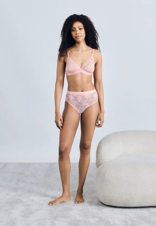 Трусы с высокой посадкой и кружевом с повторяющимся логотипом Tommy Hilfiger, Bonita Pink — фото 2