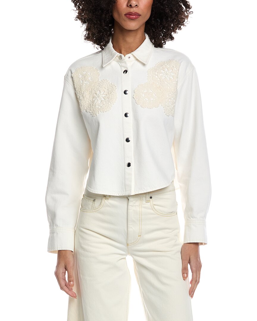 

FRAME Укороченная джинсовая рубашка, связанная крючком FRAME Denim, белый