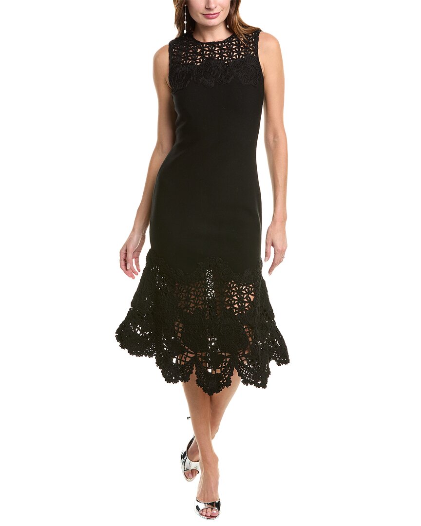 

Платье миди с фестонами Oscar de la Renta Birdsnest, черный