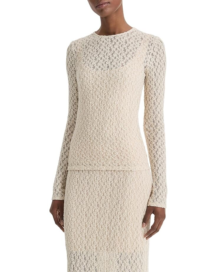 

Лонгслив Vince Floral Smocked Long Sleeve Crew, цвет White Sand