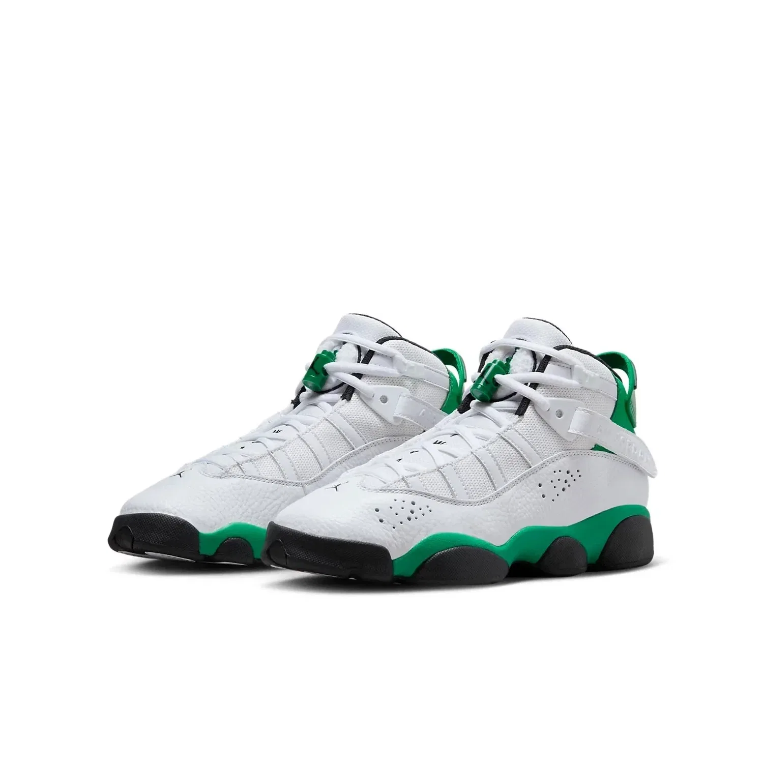 Детские баскетбольные кроссовки Air Jordan Rings GS - белые с зелеными вставками