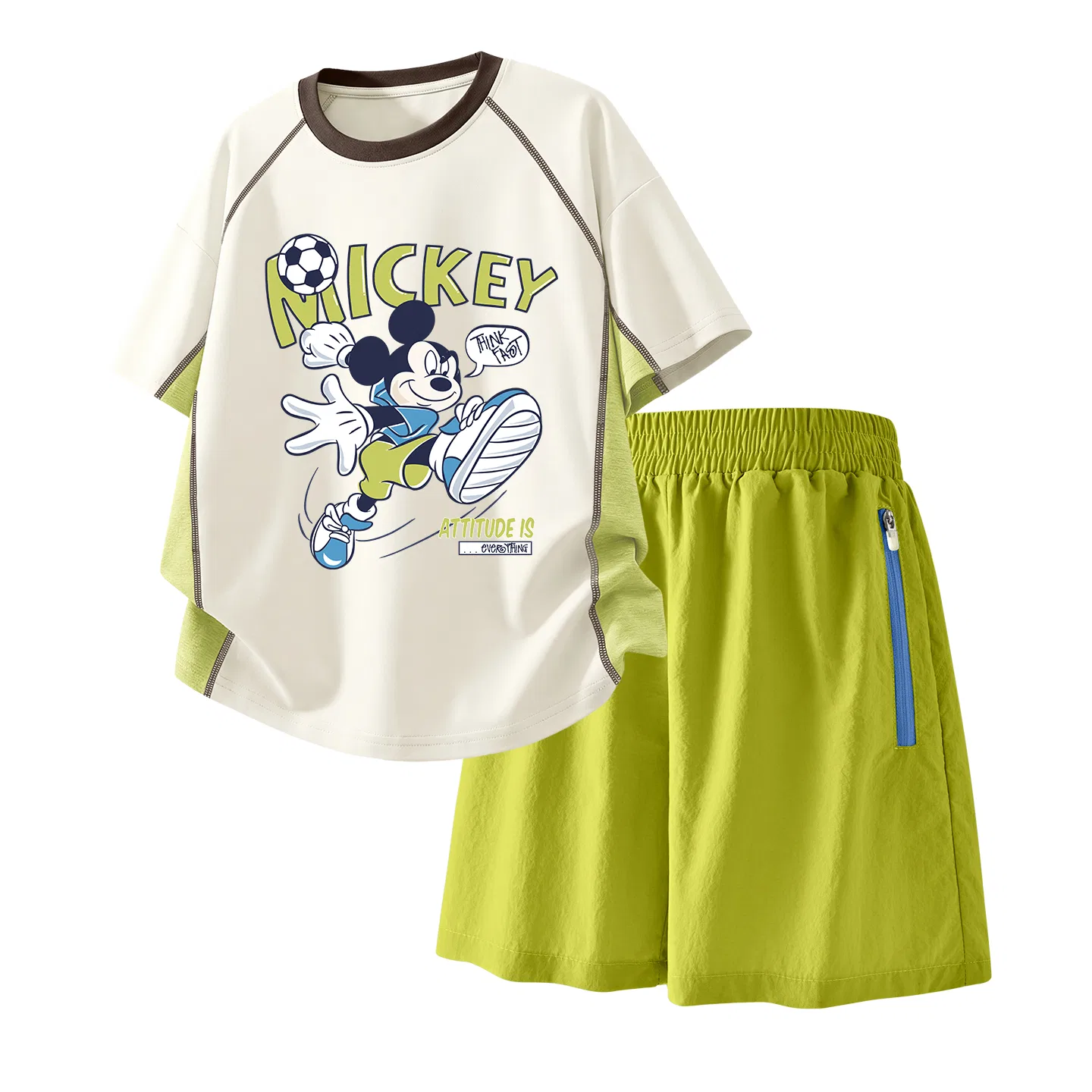 Детский спортивный костюм Casual Sportswear 2 Piece Set Disney, Di Soccer Ball White+Solid Color Camellia Green