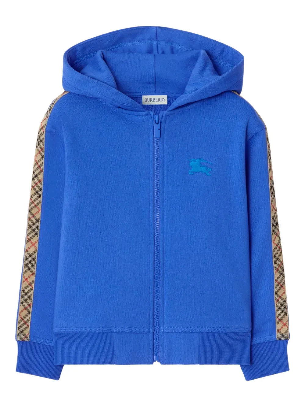 

Толстовка на молнии с отделкой в клетку Burberry Kids, синий
