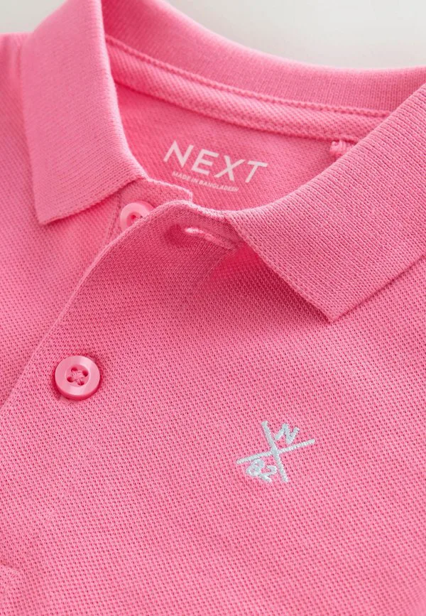Однотонная стандартная рубашка поло с коротким рукавом Next, Bright Pink — фото 2