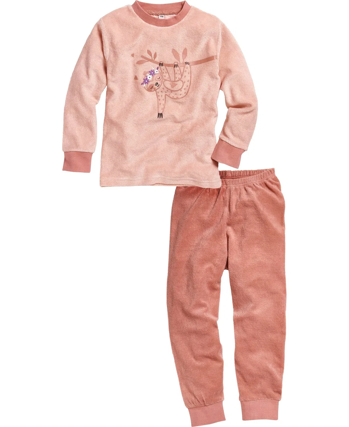 Пижама махровая с ленивцем Playshoes, розовая