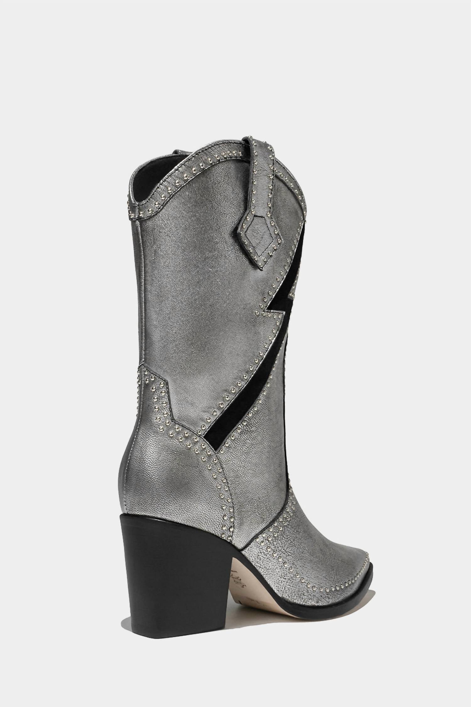Женские кожаные ботинки Freddie в металлическом серебре Dante Shoes — фото 3