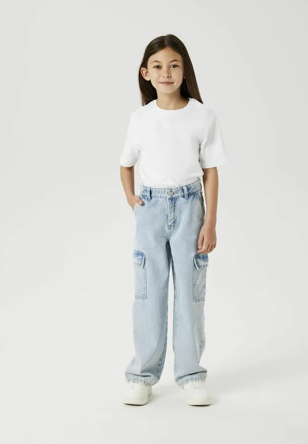 Джинсы nkfrose с широкими расклешенными штанинами Name It, Light Blue Bleached Denim