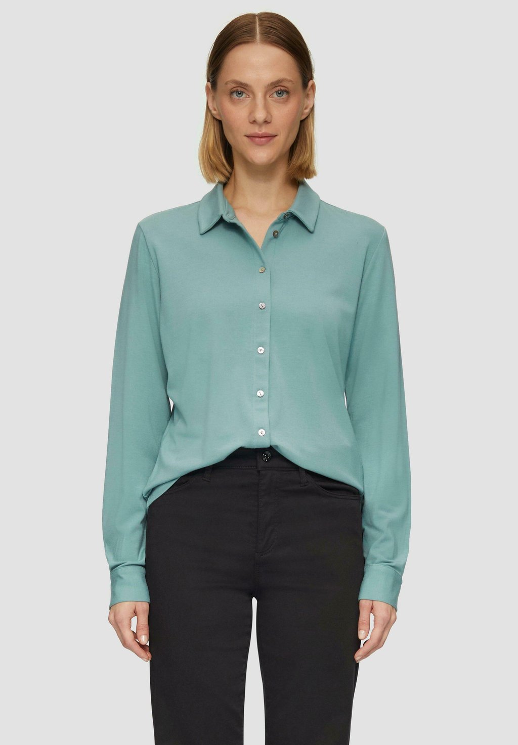 

Блузка на пуговицах s.Oliver BLACK LABEL, сине-зеленый