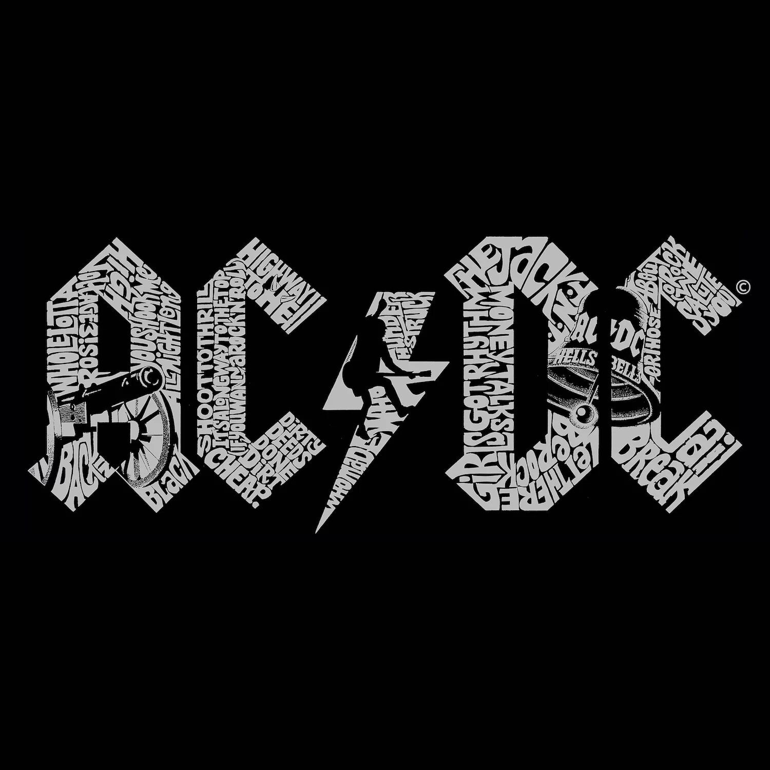 

ACDC — мужская футболка с рисунком Word Art LA Pop Art, черный