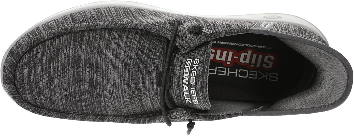 Мужские слипоны Skechers GoWalk Max - спортивные повседневные прогулочные туфли, Амортизирующая стелька с охлаждающей воздухом памятью формы, черный/угольный — фото 3