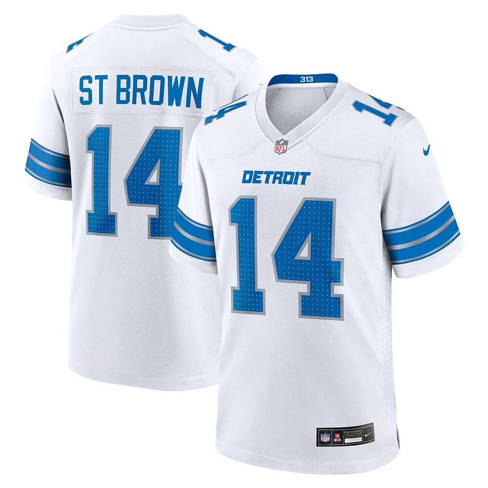 

Мужское джерси Nike Amon-Ra St. коричневое белое Detroit Lions Game, цвет Lns White