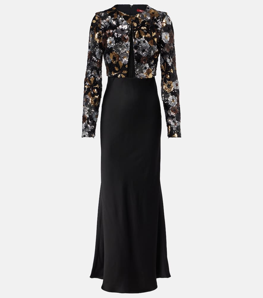 

Платье макси из тюля с пайетками Max Mara, Nero