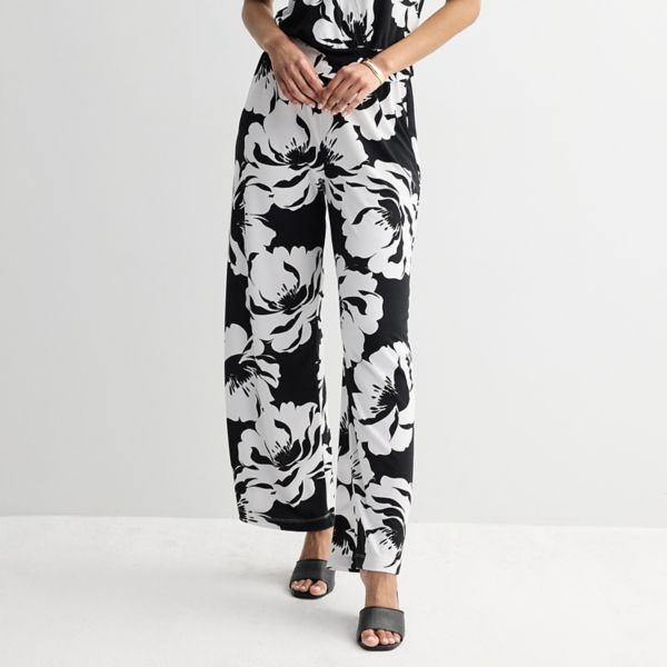 

Женские трикотажные брюки с высокой талией Intempo, цвет black white floral
