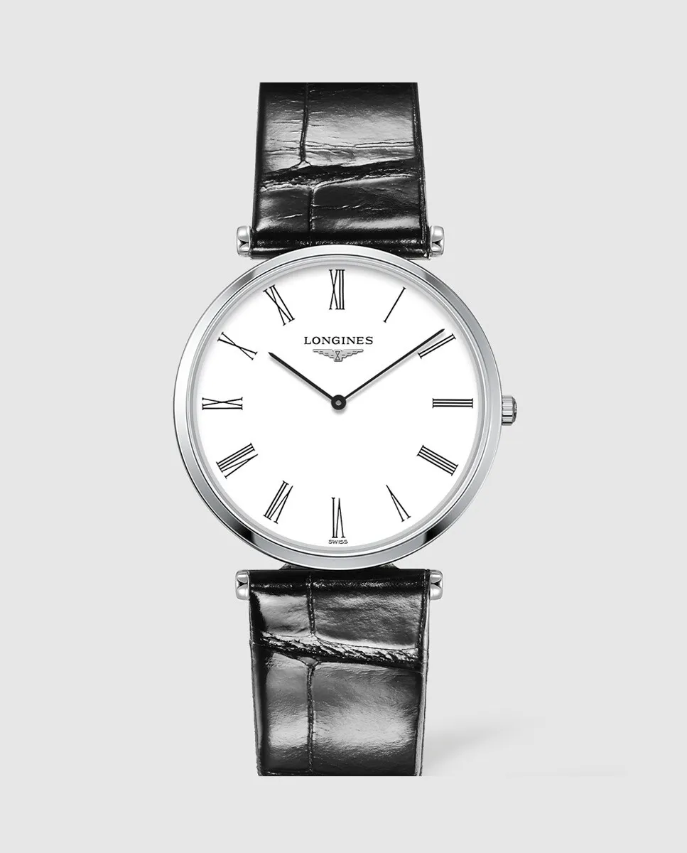 

Longines La Grande Classique L45124112 черные женские часы из кожи аллигатора