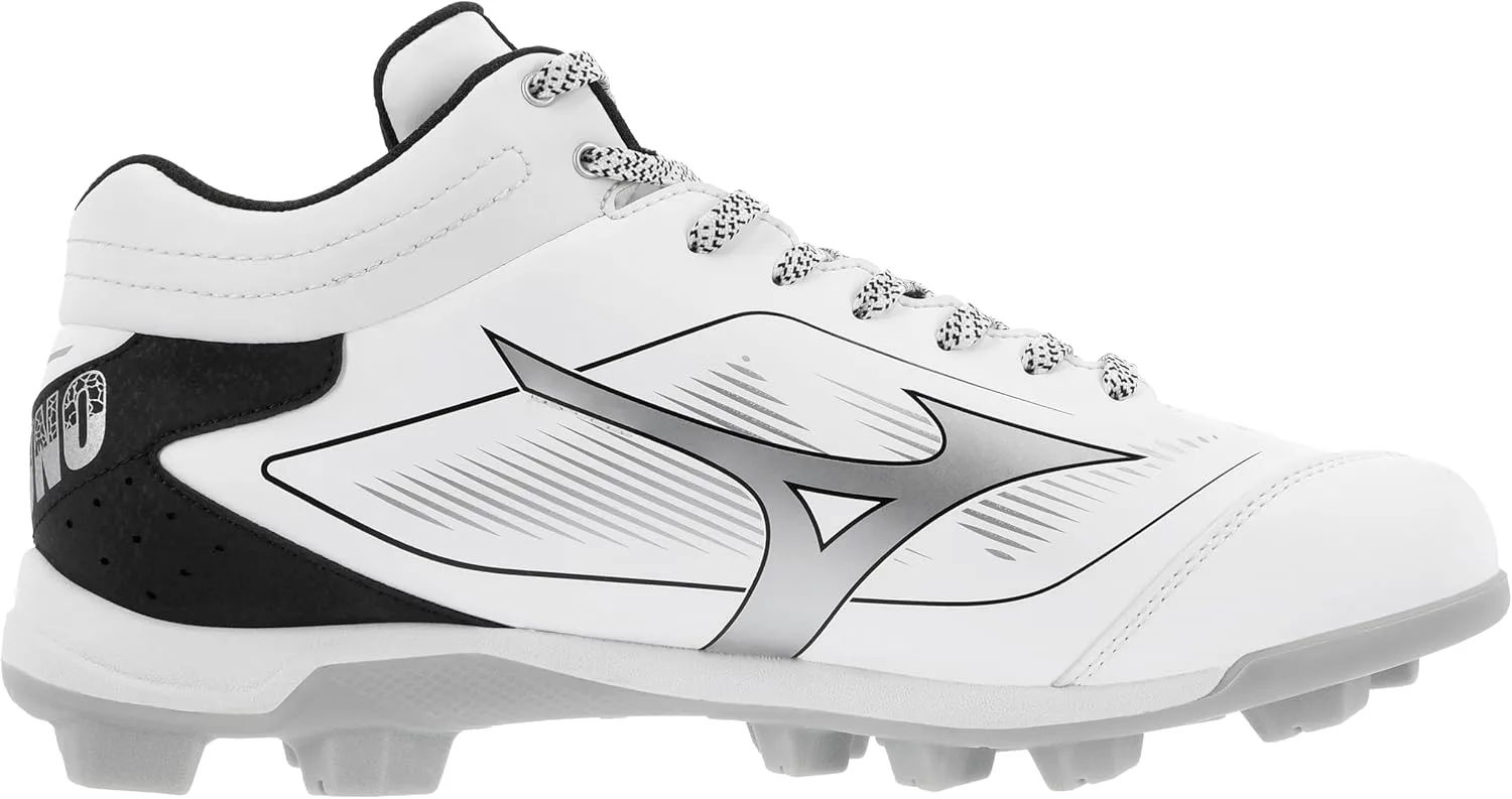 Мужские кроссовки Mizuno Cushionrevo Diamond Mid с шипами TPU, белый/черный — фото 3