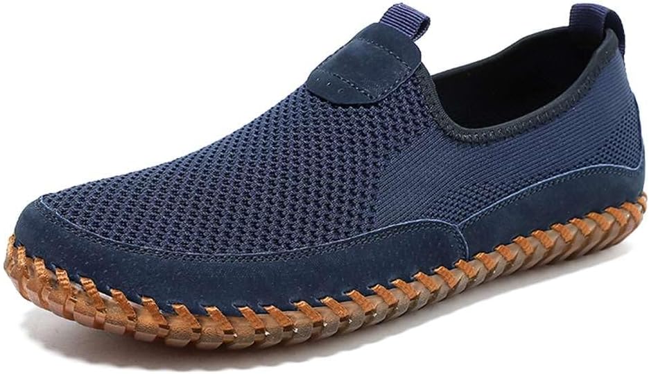 

Мужские мокасины из натуральной кожи, слипоны, мягкие прогулочные туфли с перфорацией для вождения Mitvr, темно-синий