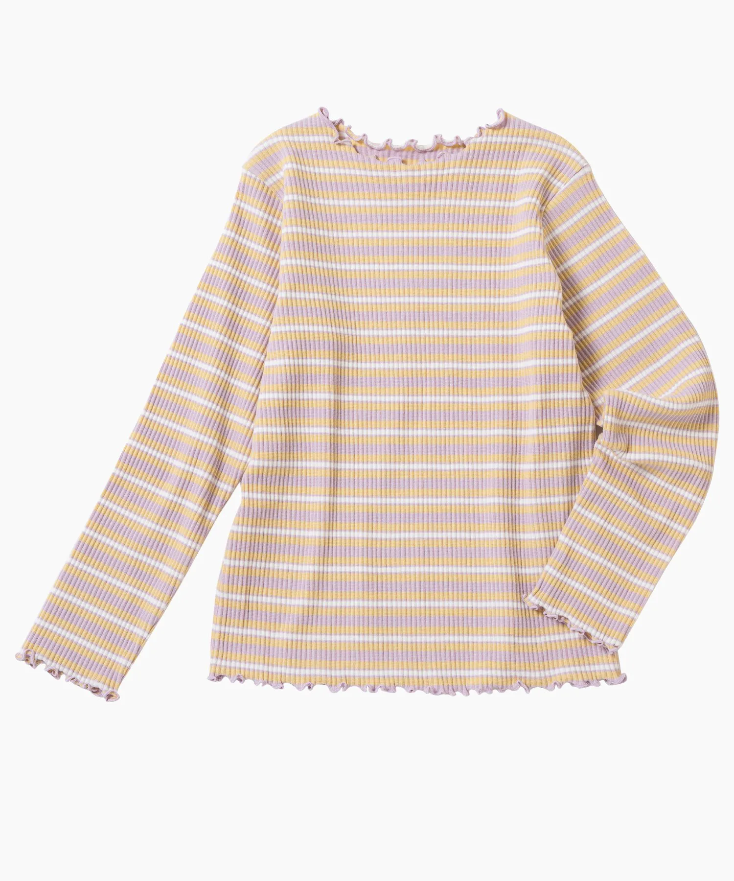 Ребристый топ с круглым вырезом Ever Closet, Lavender border — фото 3