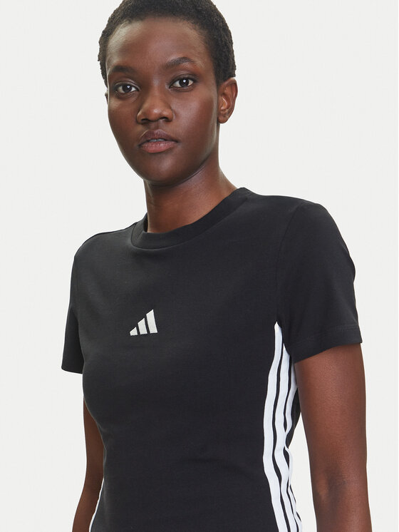 Облегающая футболка Essentials 3-Stripes JC8325 Adidas, черный — фото 4