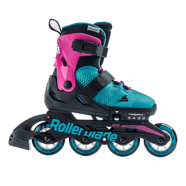 

RollerBlade Детские роликовые коньки с регулируемым размером, розовые/сине-зеленые, размер S (28-32 см)