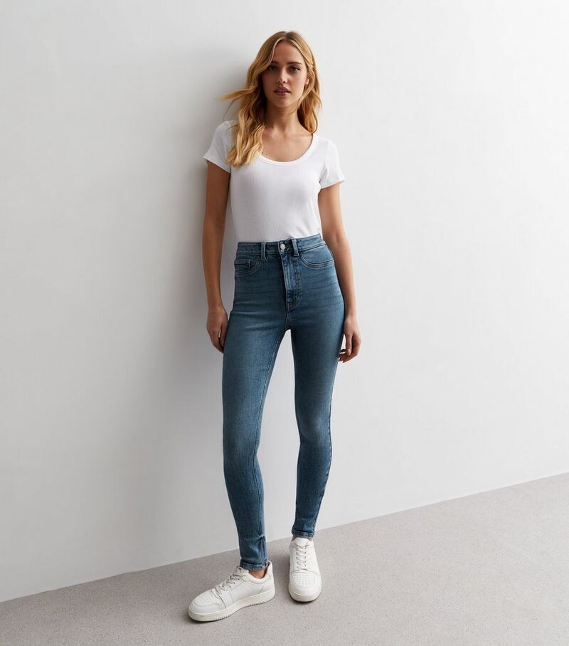 

Синие джинсы скинни Hallie с высокой талией New Look, бирюзовый