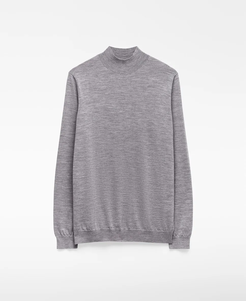 

Мужской джемпер из мериносовой шерсти с воротником Перкинс Adolfo Dominguez, серый