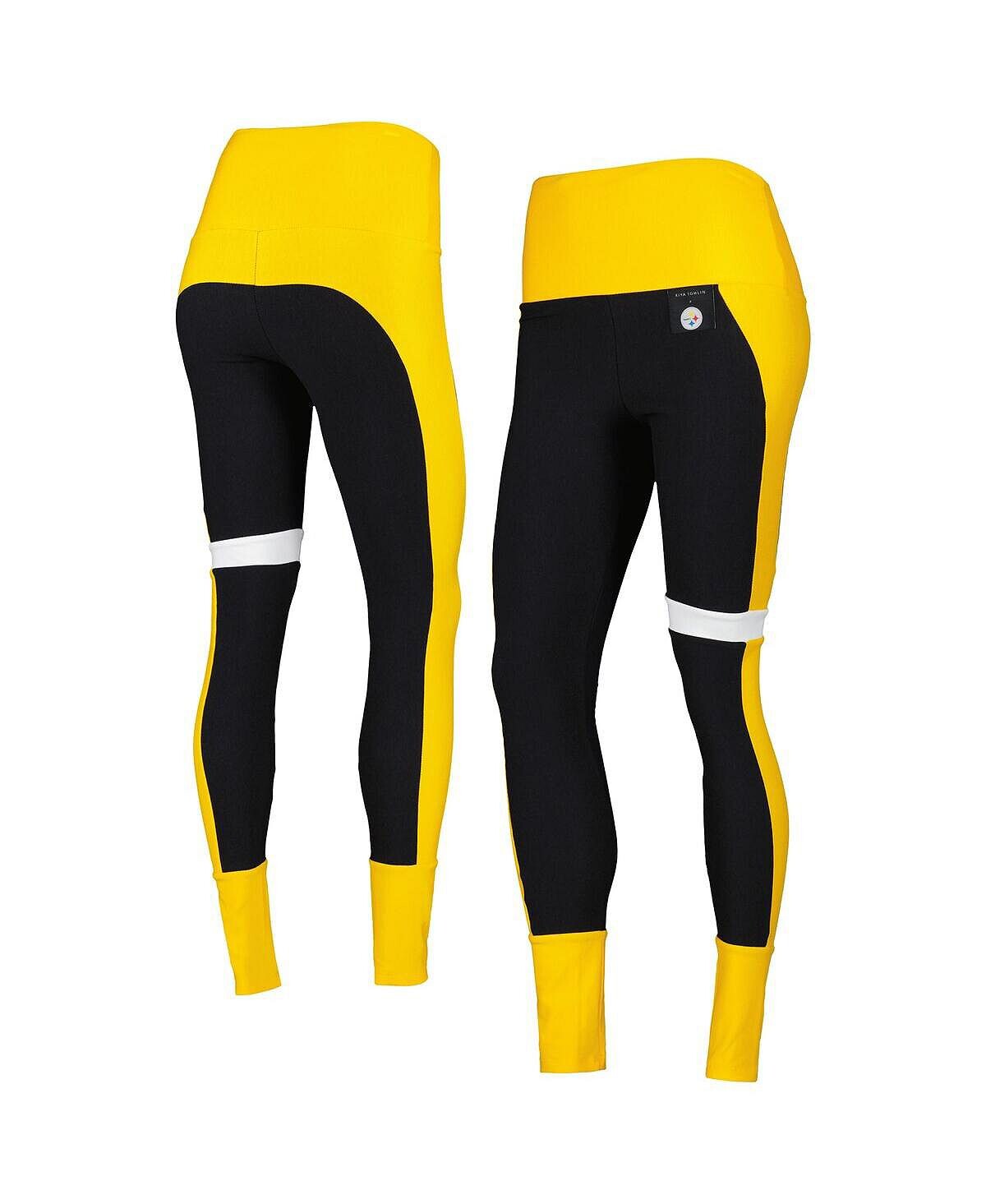 

Женские черные и золотые леггинсы Tri-Blend с цветными блоками Pittsburgh Steelers Kiya Tomlin