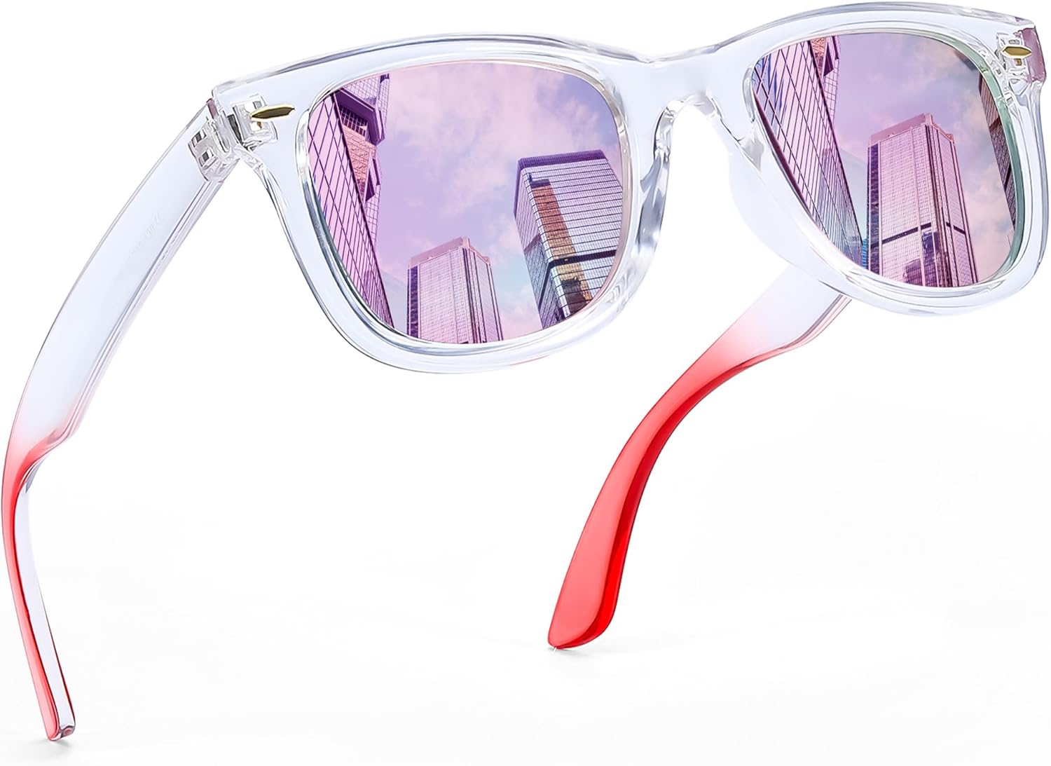 

Солнцезащитные очки FancyPink Retro с зеркальными линзами и поляризацией для женщин | Легкие и модные солнцезащитные очки с защитой от УФ-излучения UV400, S1-clear Frame Pink Mirror Sunglasses