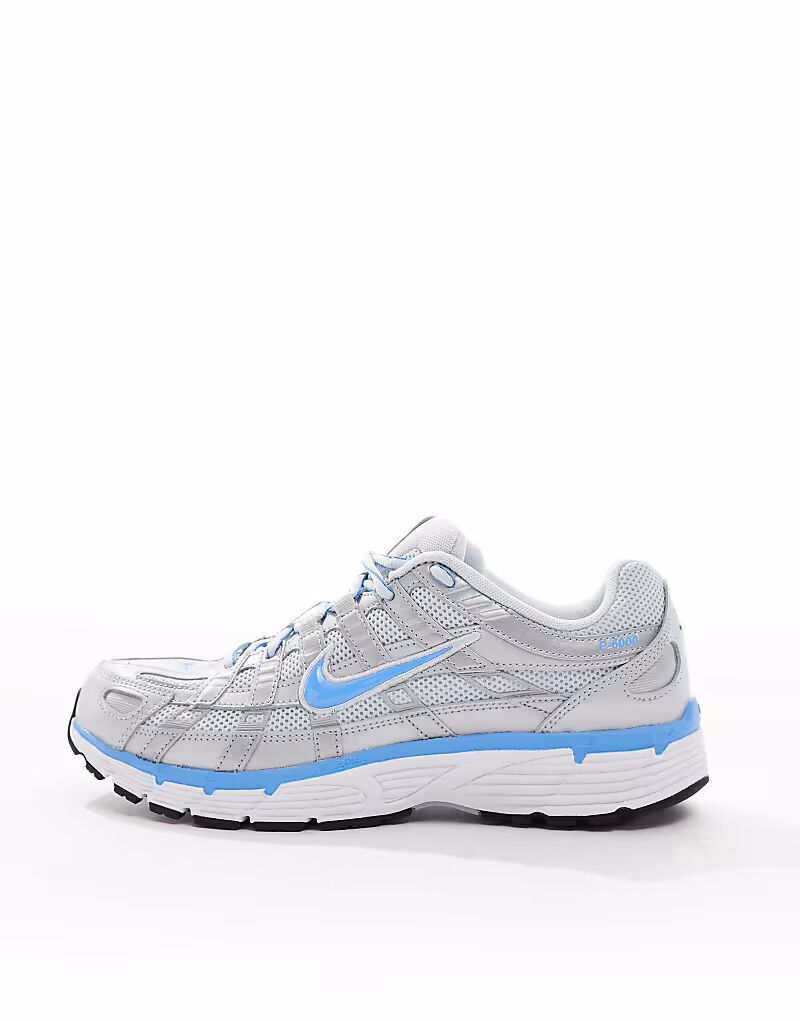 Кроссовки унисекс Nike P-6000 синего и серебристого цветов — фото 2