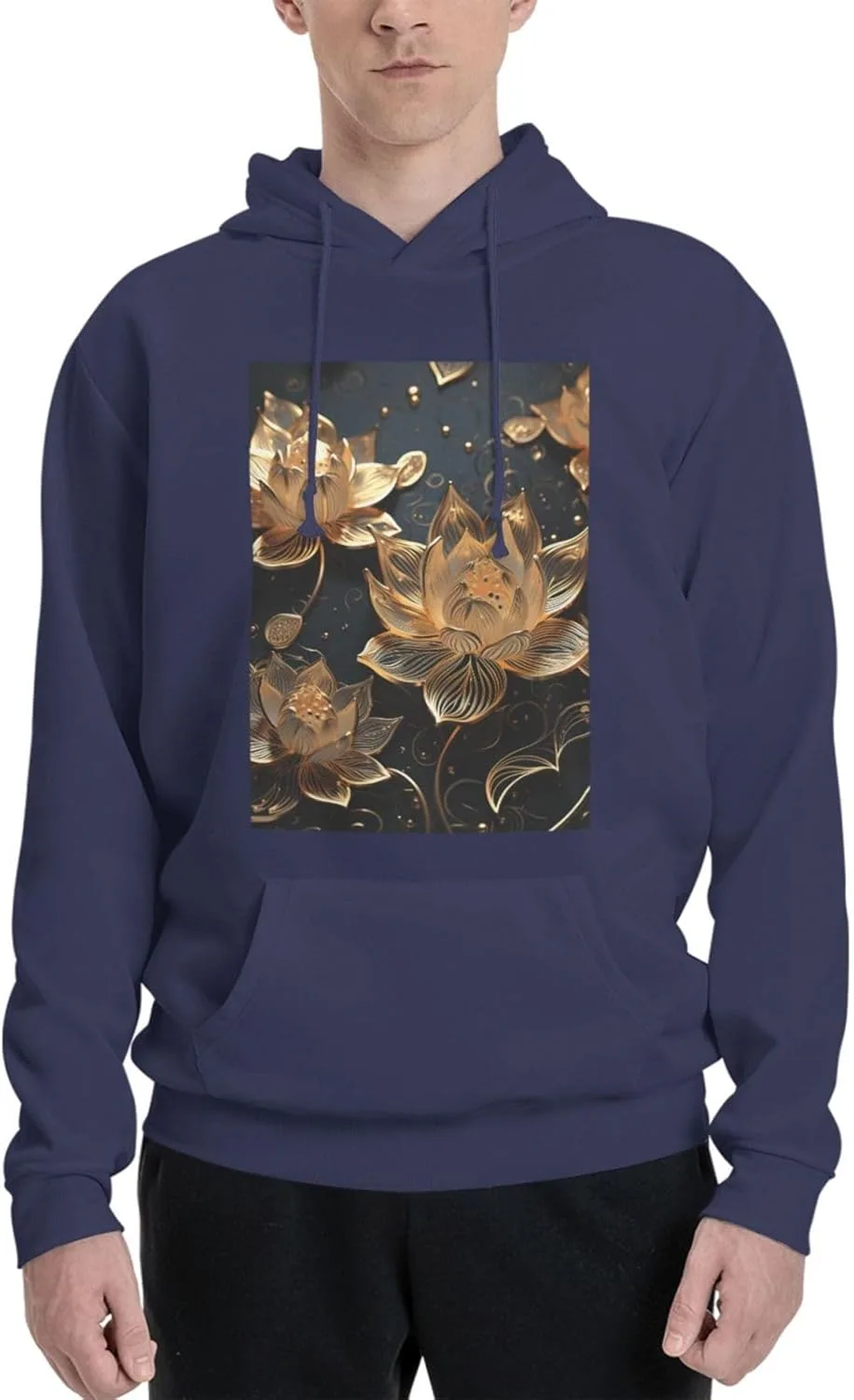 

Мужская флисовая толстовка с капюшоном Boho Gold Flowers LKWSCGHM