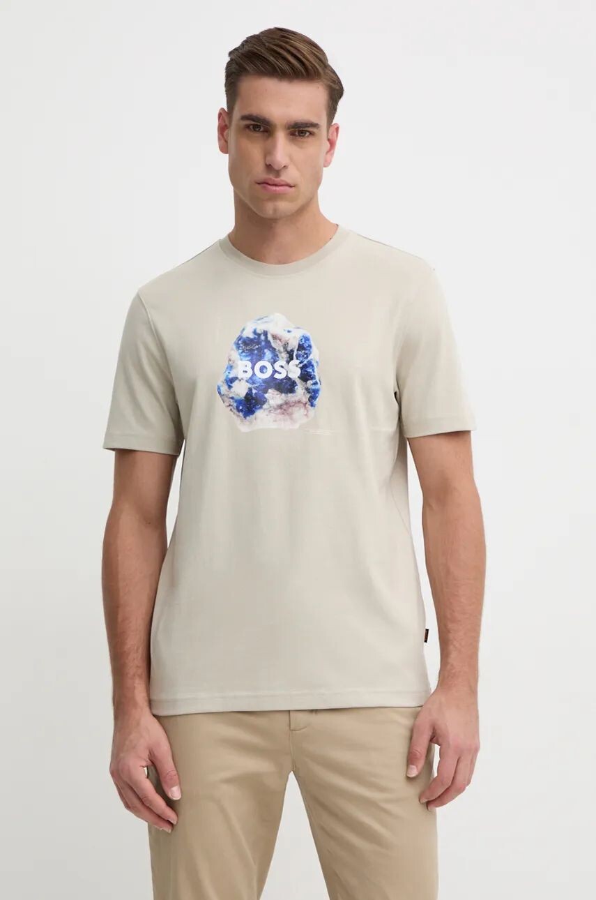

Хлопковая футболка Boss Orange, бежевый