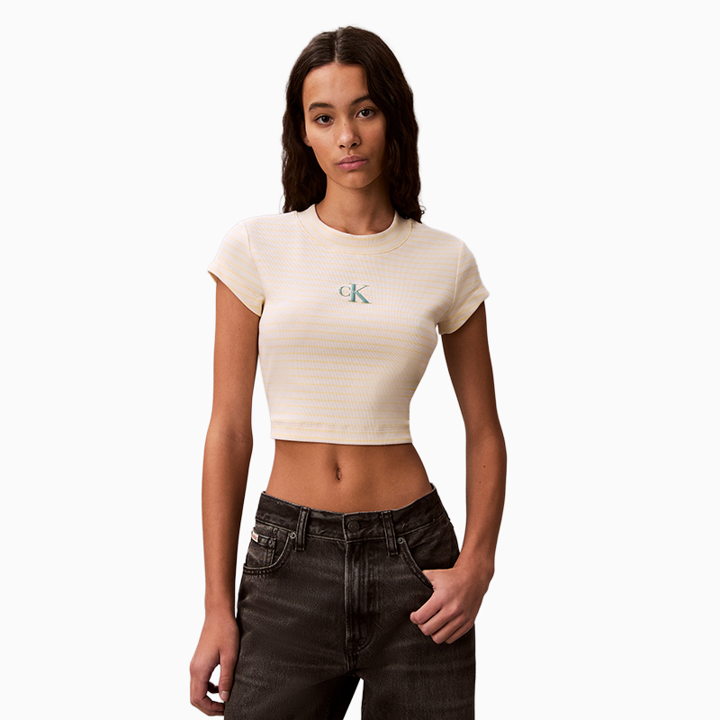 Футболка женская с круглым вырезом Moderate Calvin Klein, xdy-stripes черный — фото 3