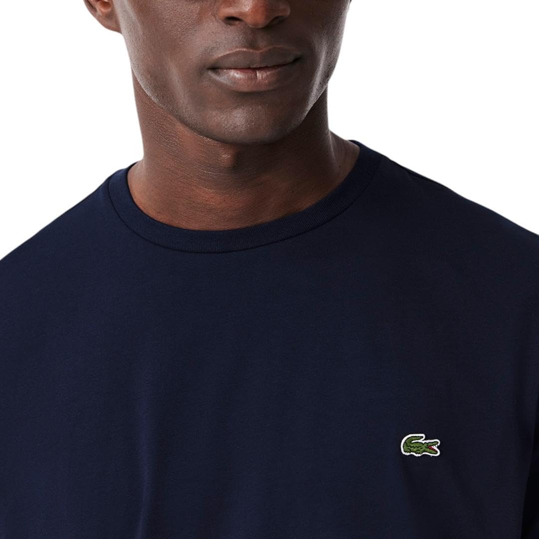 Мужская футболка Lacoste Pima Jersey, с коротким рукавом и круглым вырезом, темно-синий — фото 2