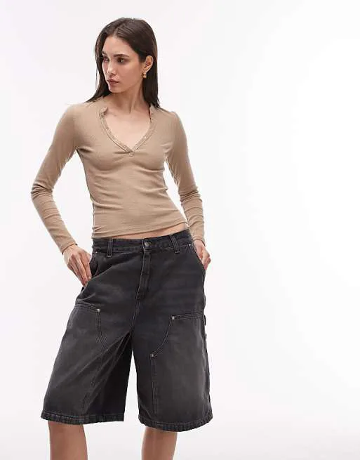 

Черные мешковатые шорты с двойным коленом и потертостями Carhartt WIP nixon