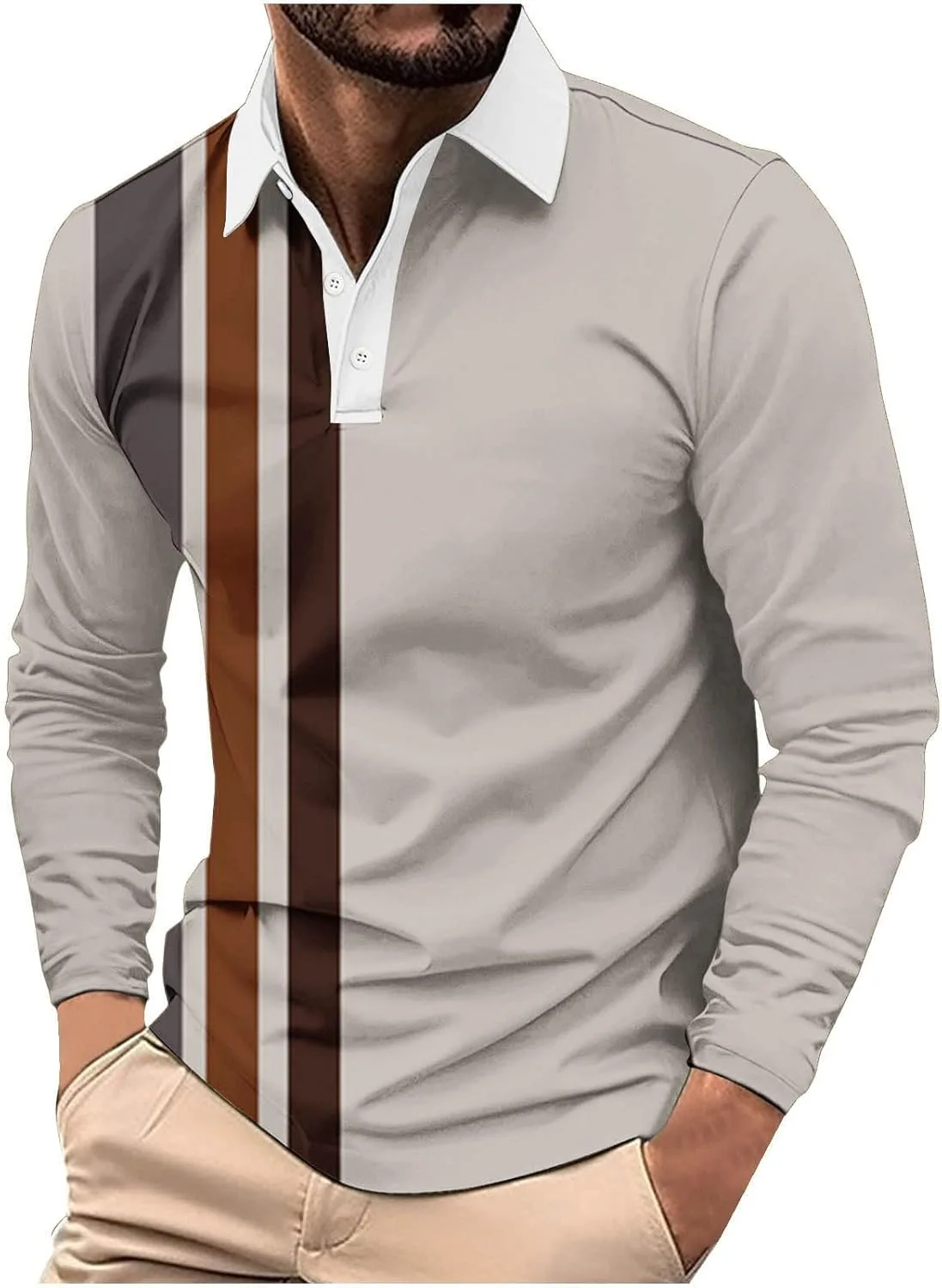 

Мужская поло с длинным рукавом Casual Business Golf Shirt Breathable Regular Fit