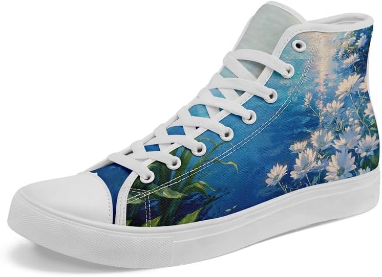 

Унисекс модные высокие кеды на шнуровке из хлопка с цветочным принтом, повседневная обувь для ходьбы и тенниса, дышащие, для весны и лета Awsole, Floral Pattern Shoes12