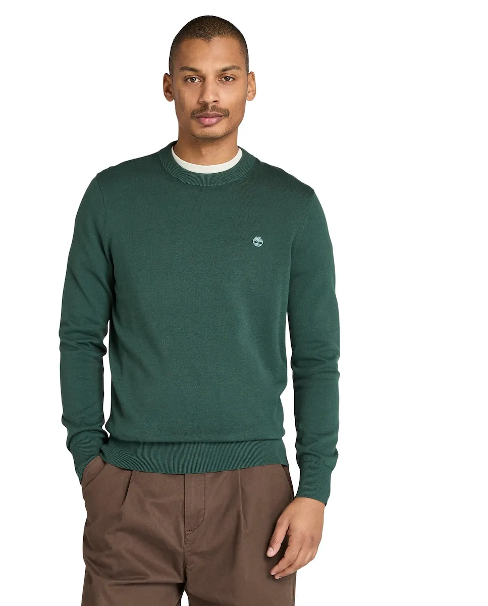 

Мужской хлопковый свитер с круглым вырезом Timberland, темно-зеленый