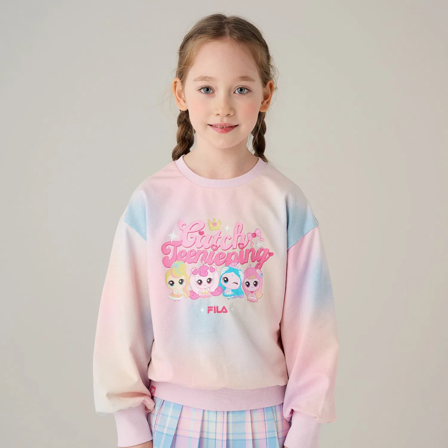 Детский свитшот Catch Teenieping x Fila Kids с тай-дай принтом, красный, от Fila Kids