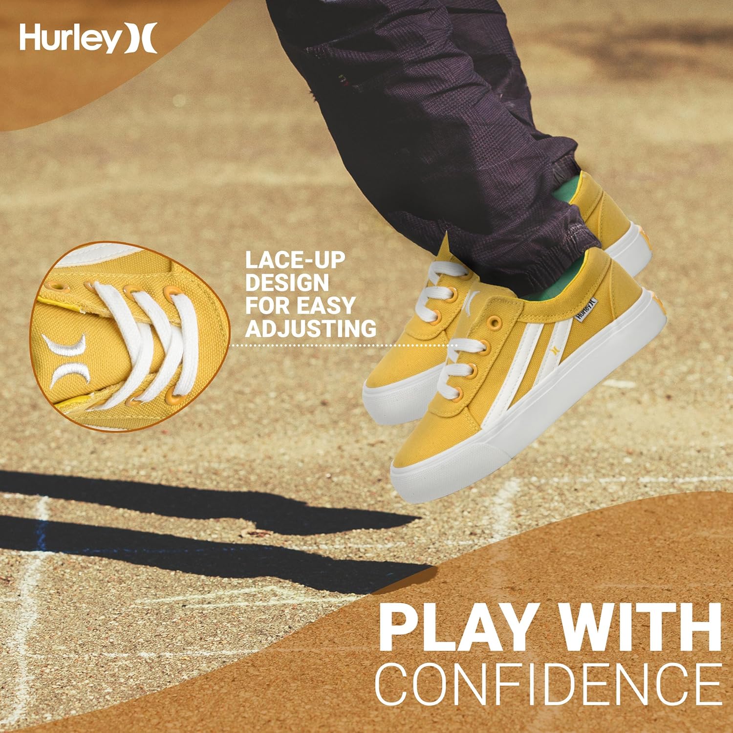 Кеды Hurley Boardy Kids с шнуровкой - низкие кроссовки для скейтборда для детей, спортивная обувь для мальчиков и девочек, белый — фото 2