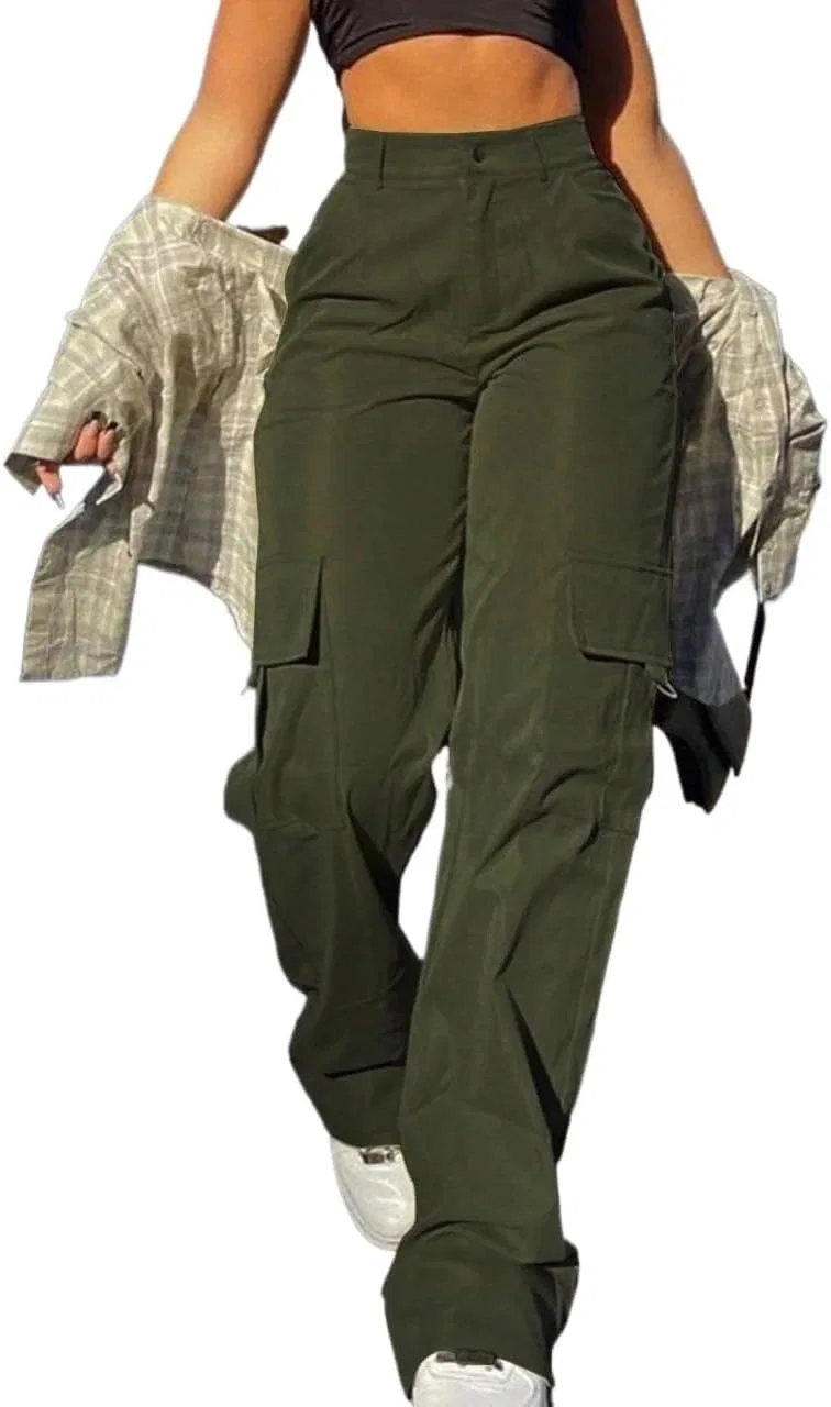 Женские повседневные брюки с широкими штанинами, прямые свободные повседневные брюки-карго с карманами