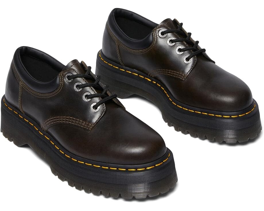 Оксфорды Unisex Dr. Martens 8053 Quad Leather Platform Shoes, цвет Dark Khaki