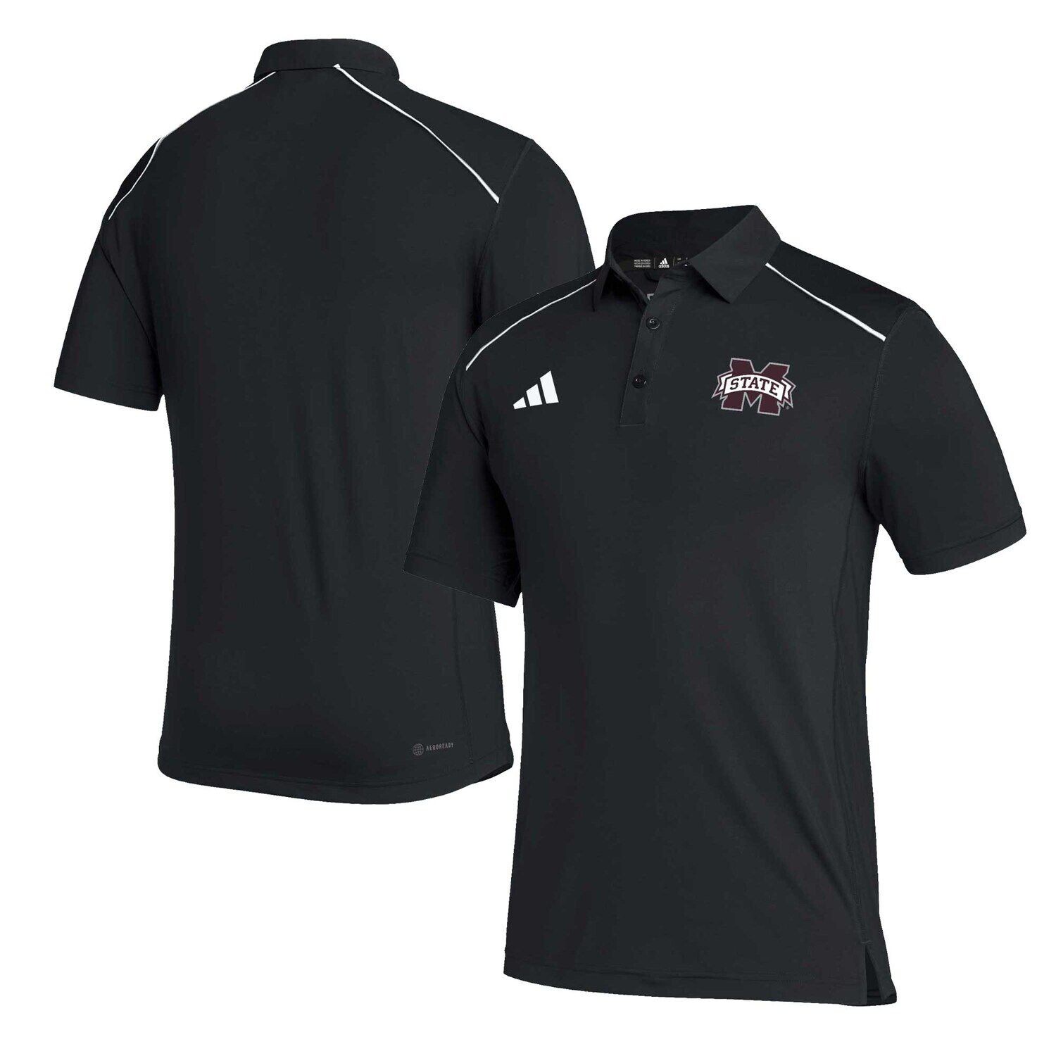 

Мужская черная футболка-поло AEROREADY Coachs Mississippi State Bulldogs adidas, Черный, Мужская черная футболка-поло AEROREADY Coachs Mississippi State Bulldogs adidas